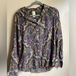 J.Crew silk blend the perfect shirt Paisley size 8